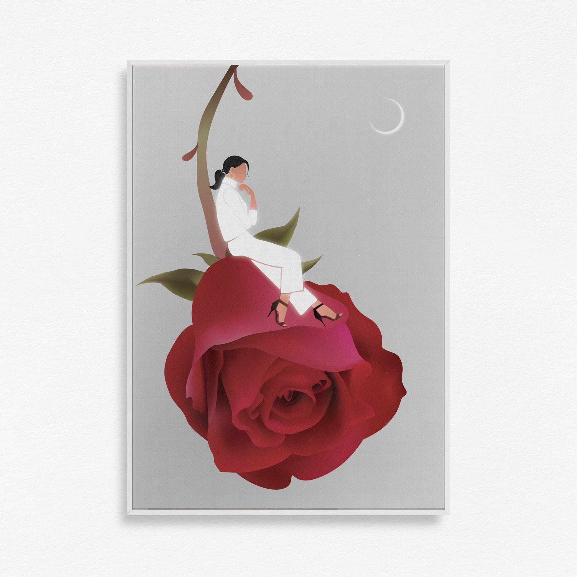 Between Petals and the Moon Wall Art Canvas Painting