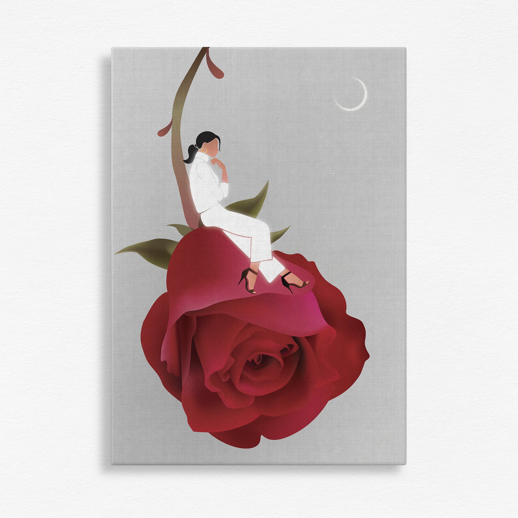 Between Petals and the Moon Wall Art Canvas Painting