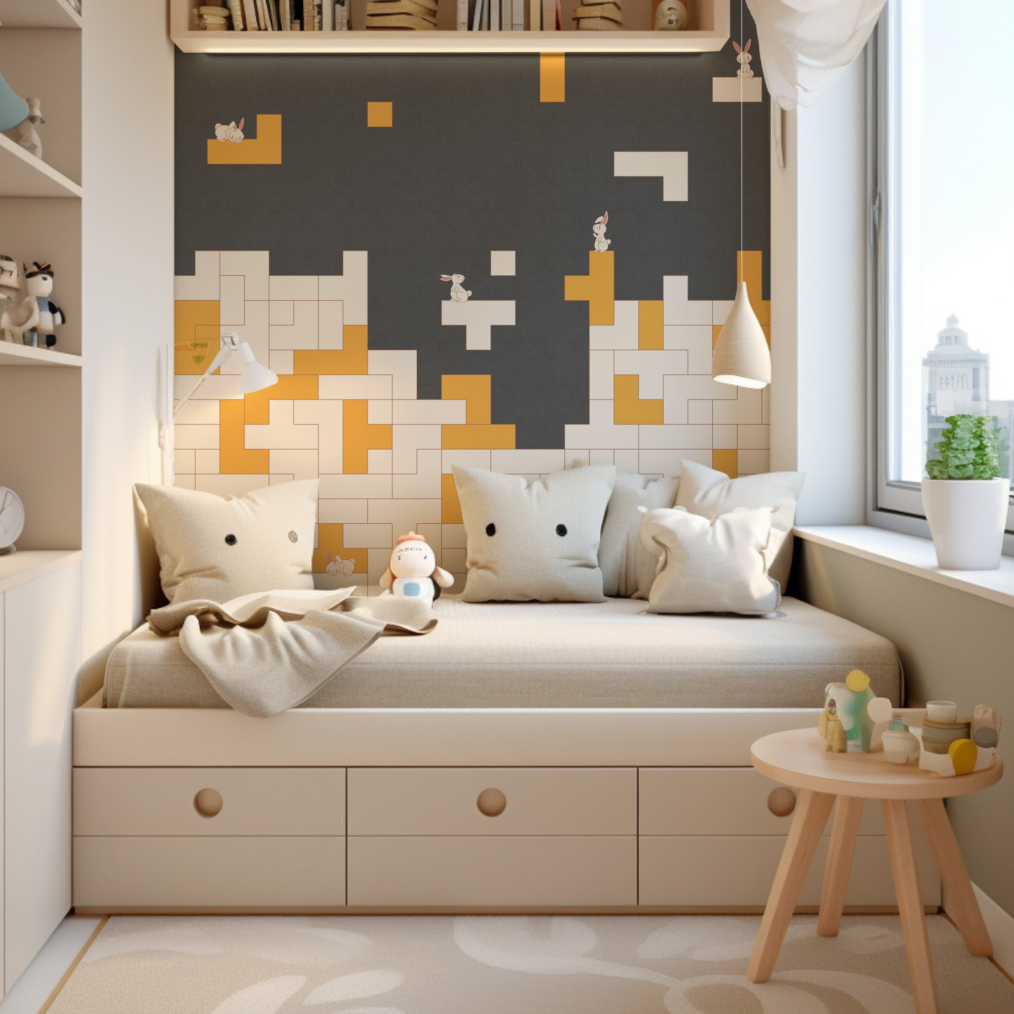 Pixel Playground- Kids Room Wallpaper