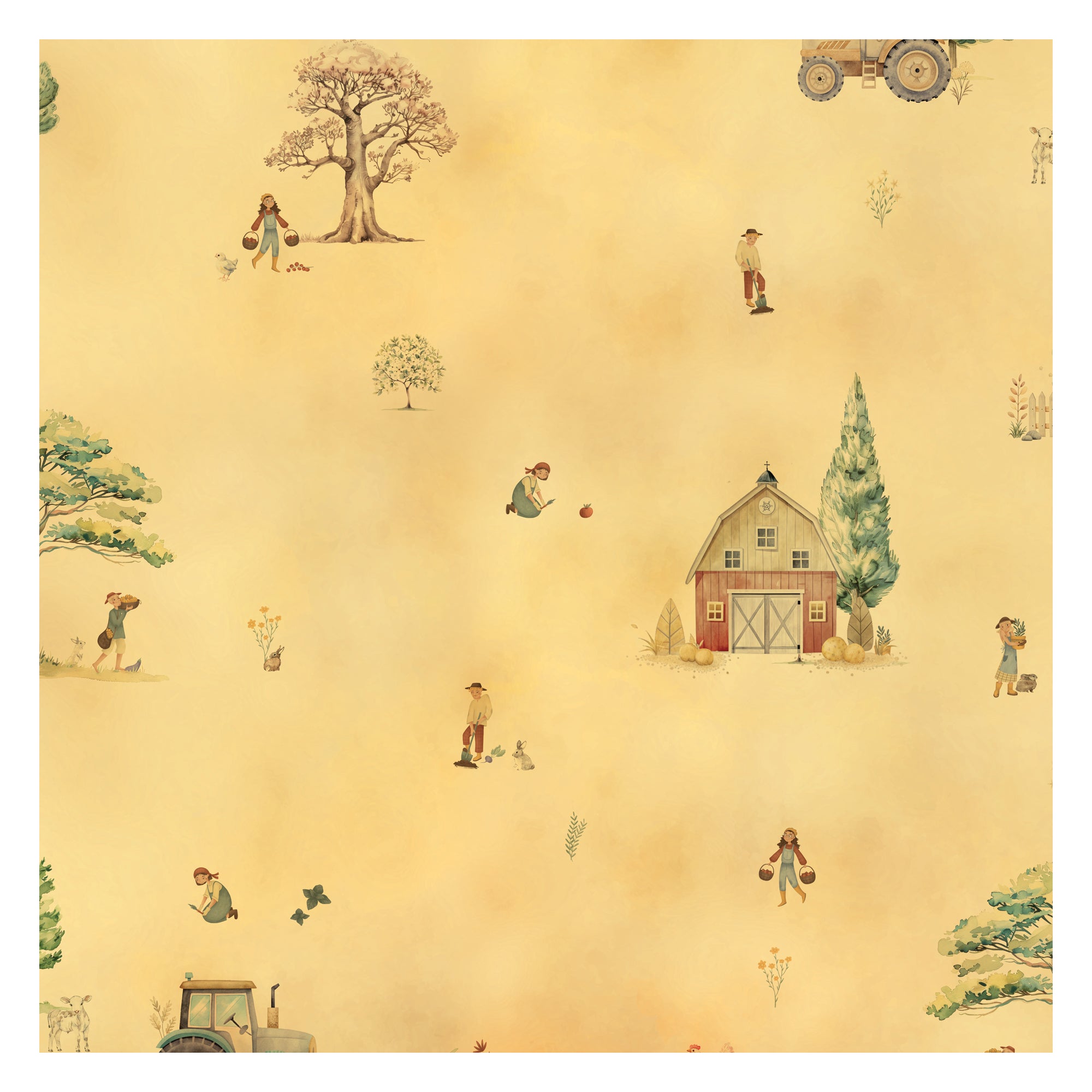 Sunlit Village Scenes- Kids Room Wallpaper